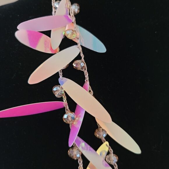 Iridescent Necklace Long Can Be Double Wrapped #0328 - Picture 4 of 10